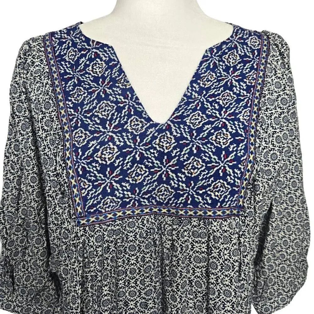 Umgee Boho Sharkbite Hem Tunic Top Oversized Size Small - Picture 3 of 9